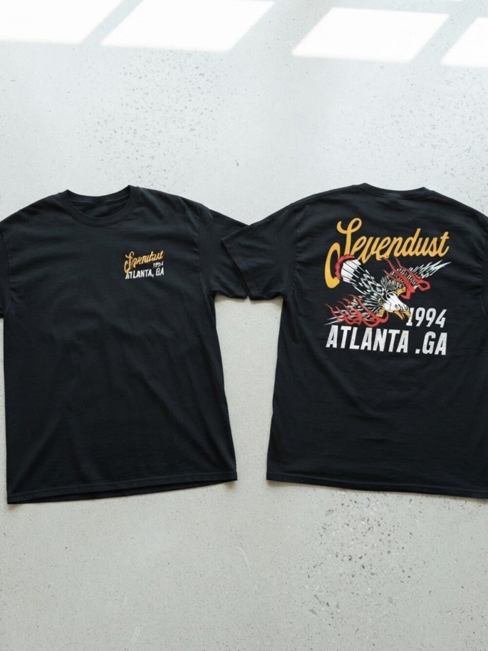 Sevendust 1994 Tour Atlanta GA Concert Graphic Band T-Shirt Unisex